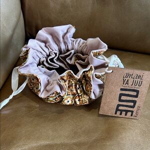 Cosmetics or Jewelry Pouch - Pink and Brown - Kenya Designer